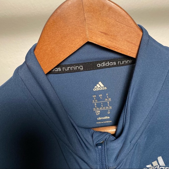 Adidas Dri-Fit 1/2 Zip Running Long Sleeve Blue - Picture 3 of 3